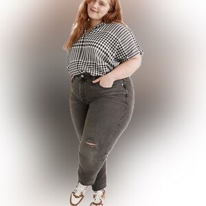 Madewell The Perfect Vintage Straight Leg High Rise Gray Raw Edge Plus Jeans 16W